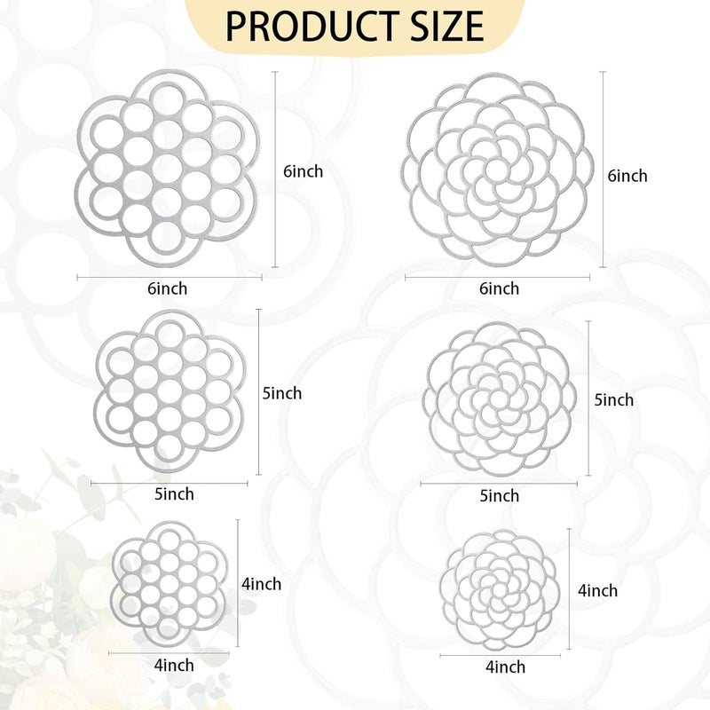 OYEFLY 6Pcs Flower Arrangement Holder,Metal Floral Grid Used for Vase Flower Arrangement Art (4in5in6in6) - Image 2